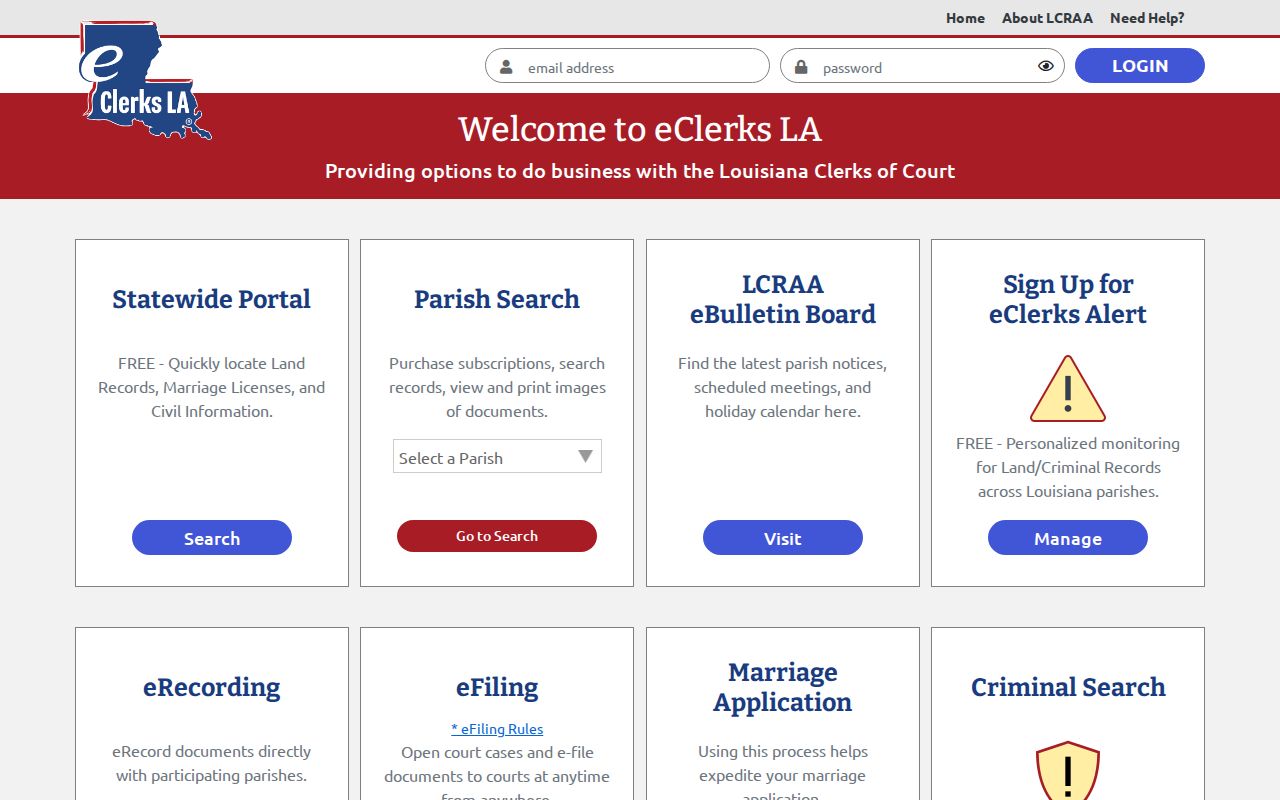 Washington Parish criminal history Louisiana clerks remote access