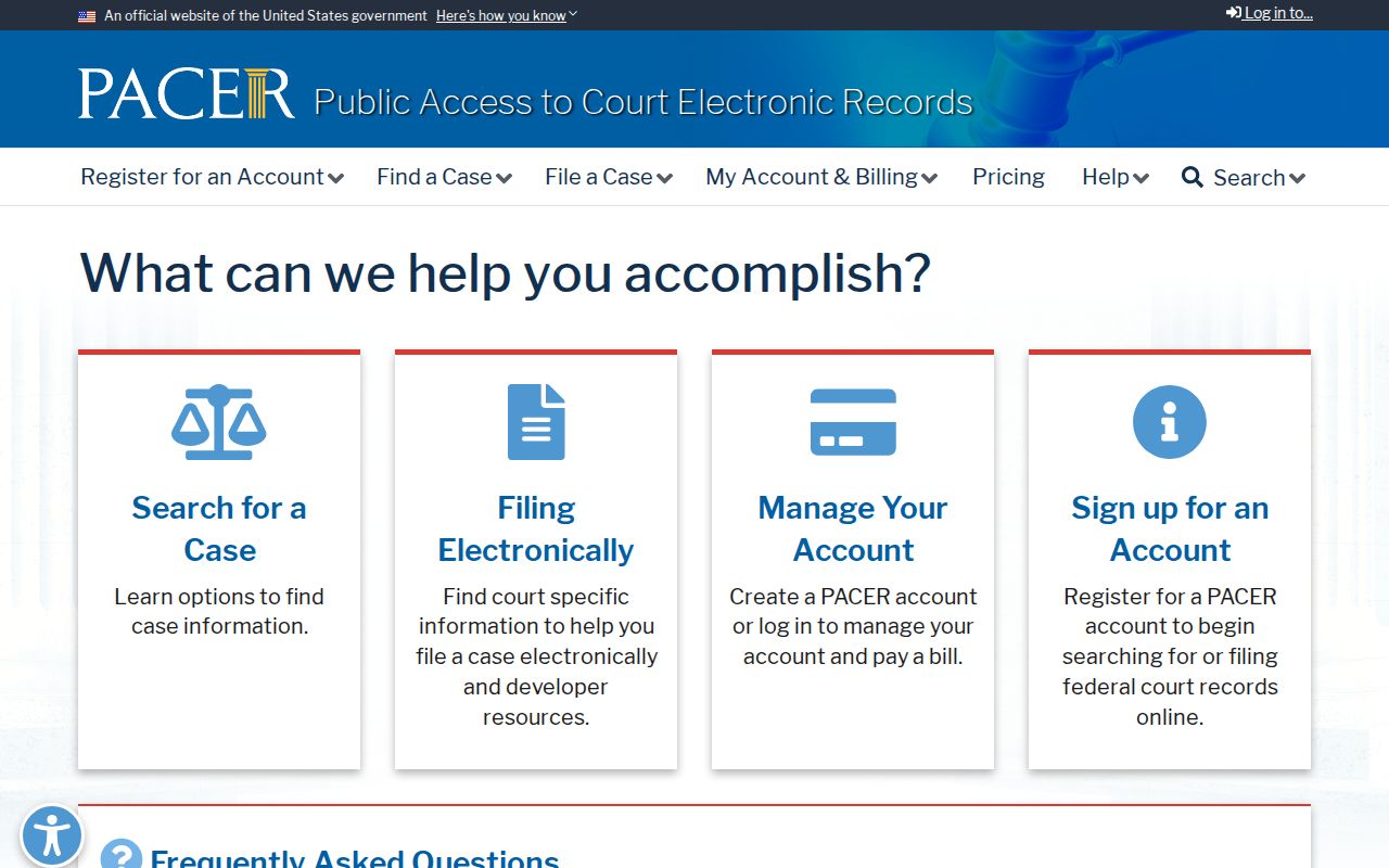 Washington Parish criminal history PACER federal case search