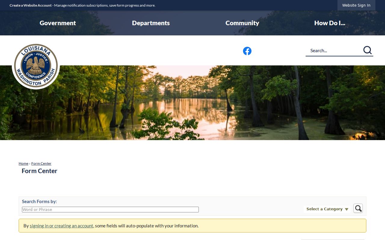 Washington Parish criminal history public records request form