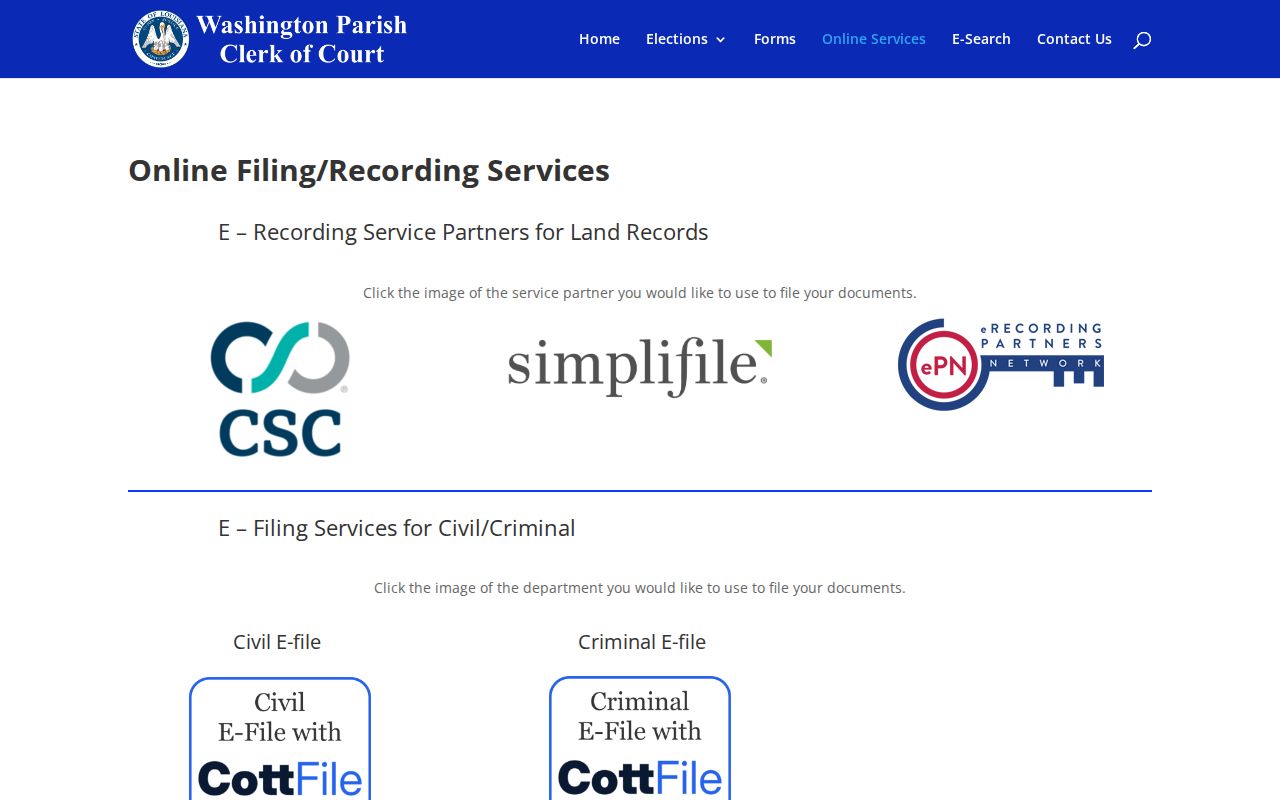 Washington Parish criminal court cases online services