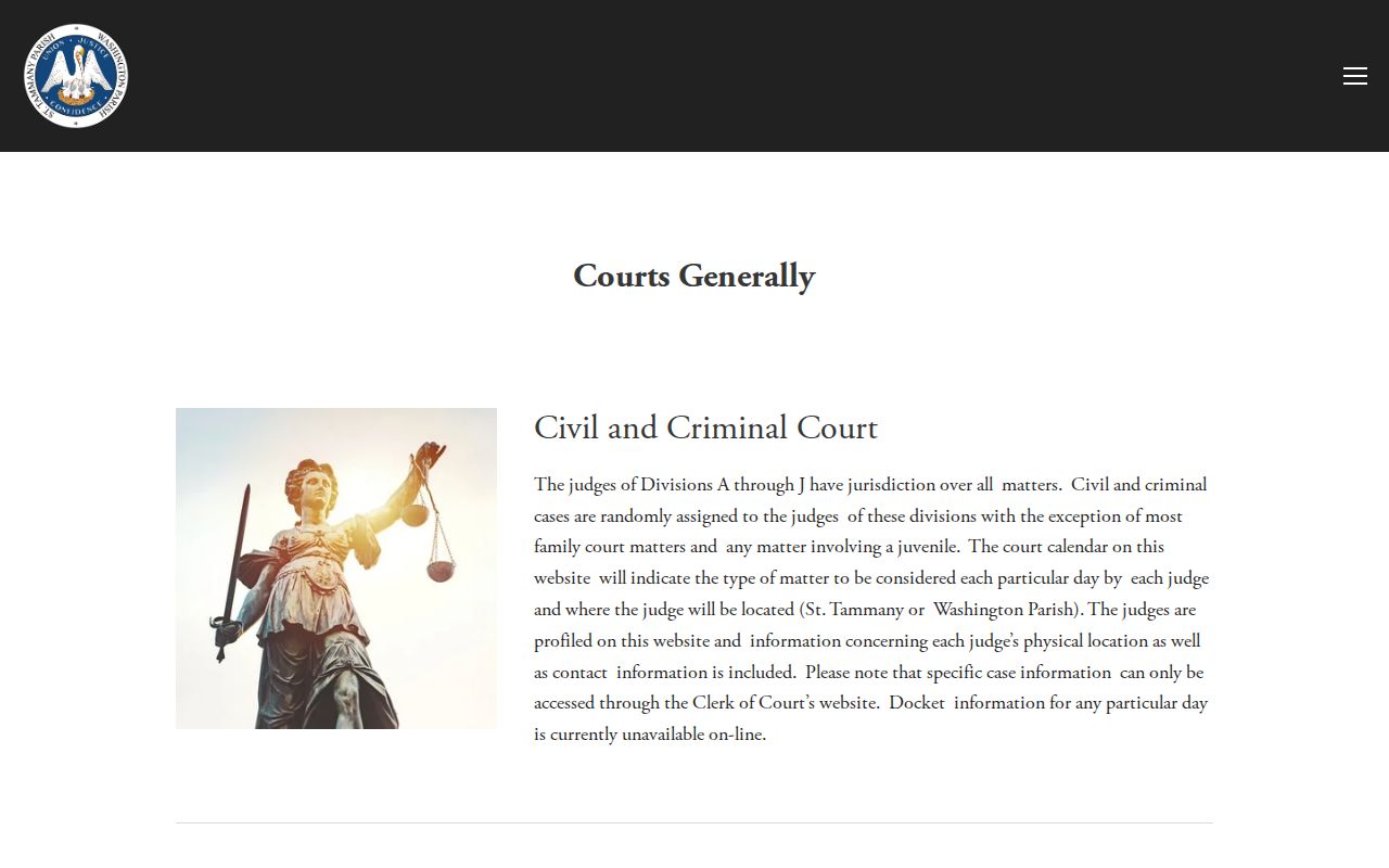 Washington Parish criminal court misdemeanor and bond courts